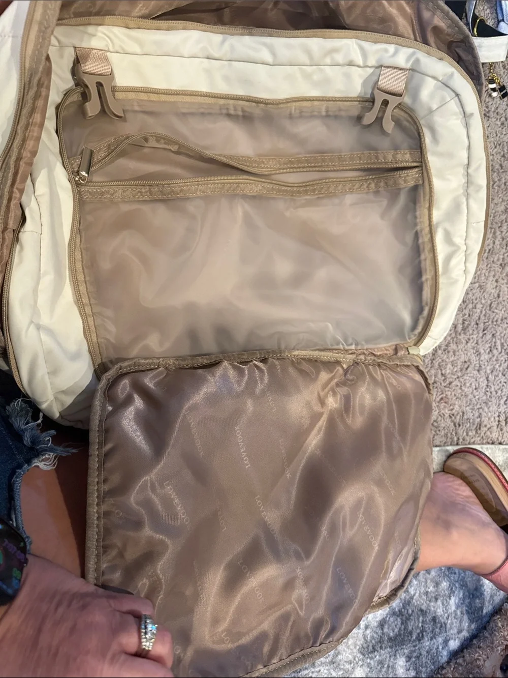 Lovevook Cream & Tan Travel Backpack - Lightweight Bag